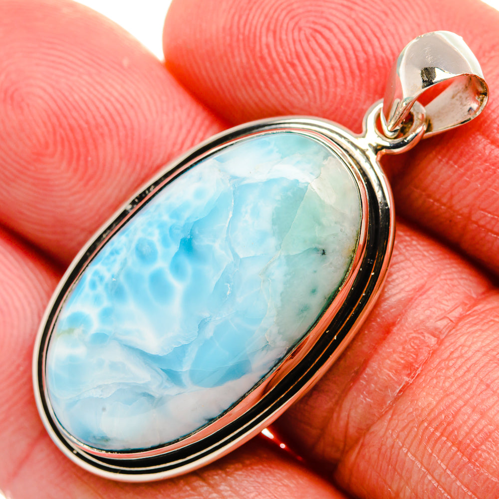 Larimar 925 Sterling Silver Pendant 1 5/8" (925 Sterling Silver) PD37638
