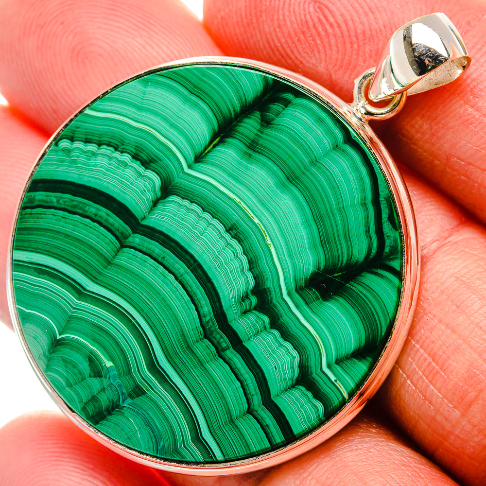 Malachite Pendant 2" (925 Sterling Silver) PD37156