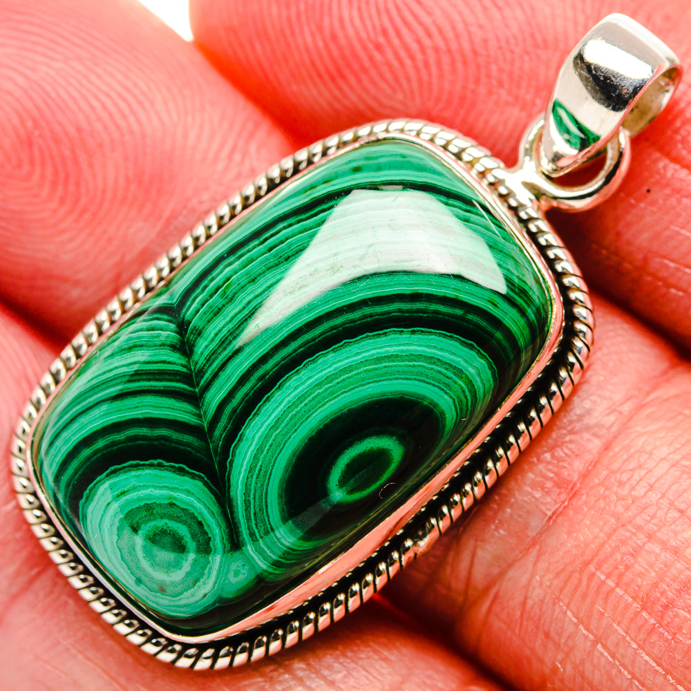 Malachite Pendant 1 1/2"  (925 Sterling Silver) PD37175