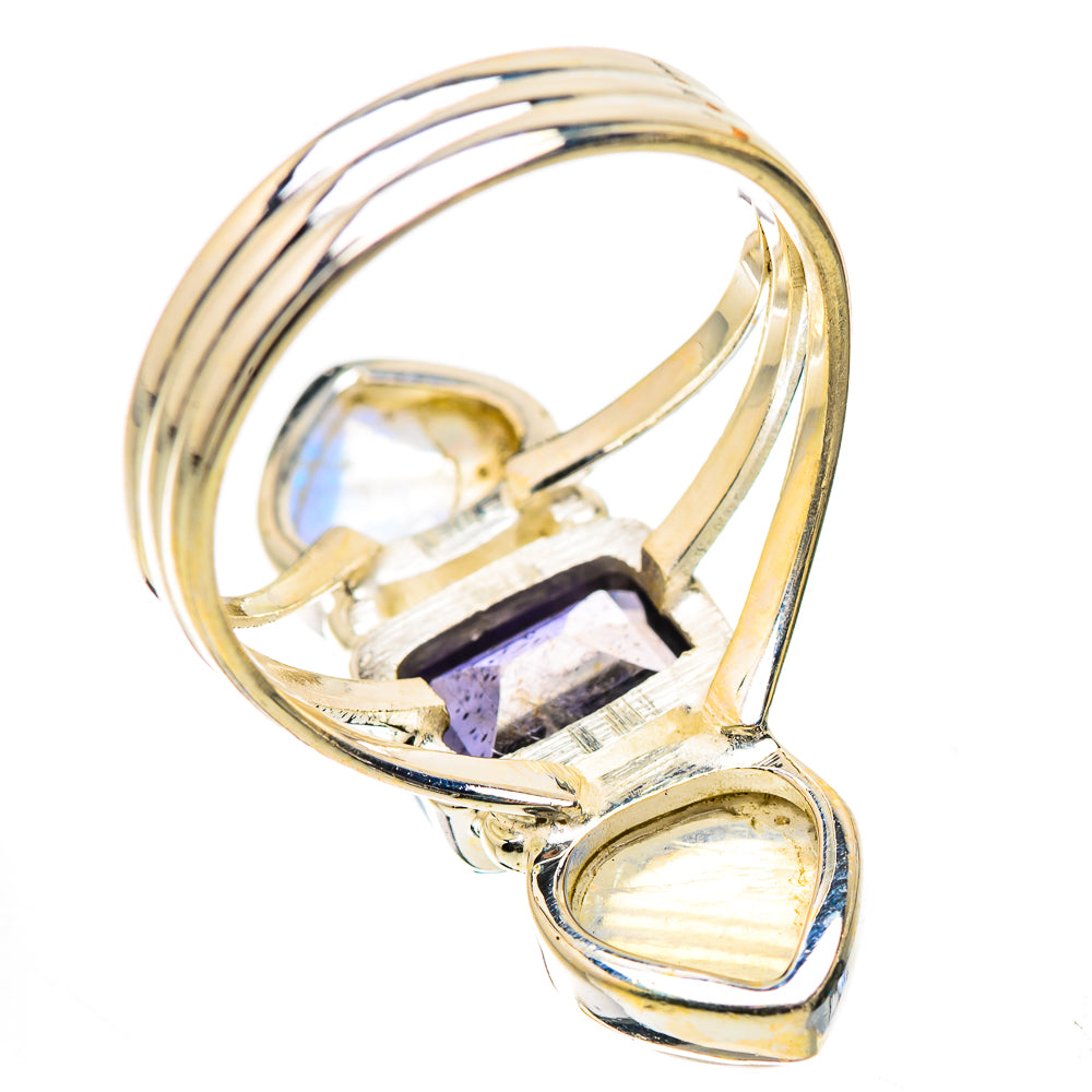 Anasilvercos Faceted Tanzanite, Rainbow Moonstone Ring Size 8.75 (925 Sterling Silver)