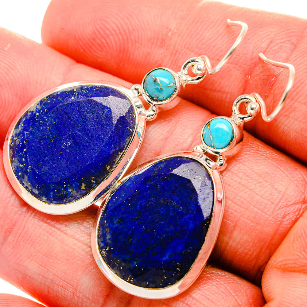 Lapis Lazuli, Blue Copper Composite Turquoise 925 Sterling Silver Earrings 1 3/4" (925 Sterling Silver) EARR431946