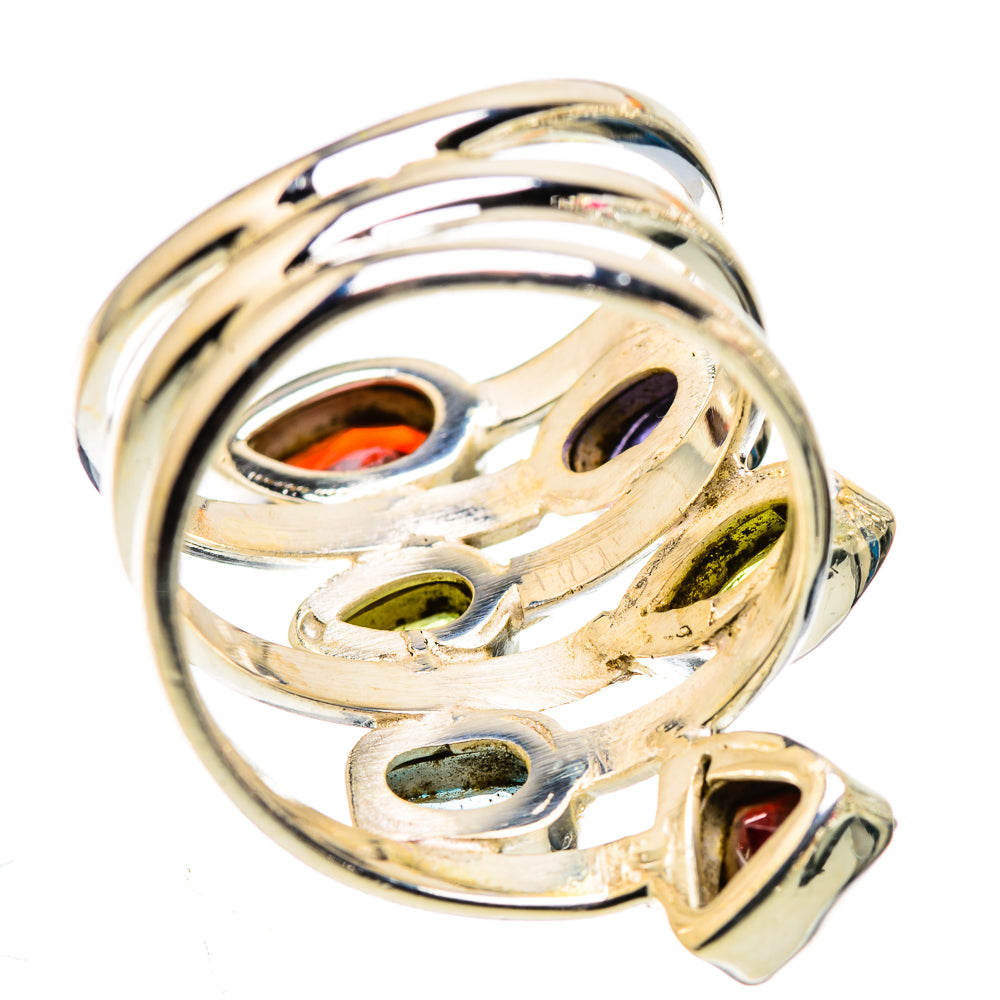 Garnet, Peridot, Tanzanite, Blue Topaz Ring Size 8 (925 Sterling Silver) RING135681