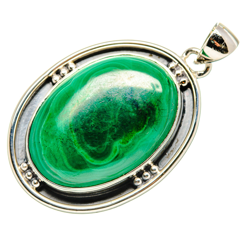 Malachite Pendant 1 7/8" (925 Sterling Silver) PD36353