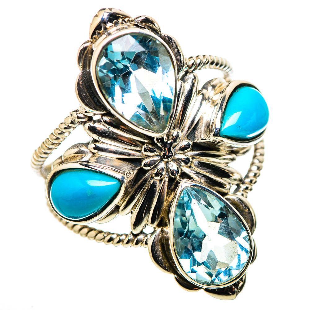 Large Blue Topaz, Sleeping Beauty Turquoise Ring Size 9.75 (925 Sterling Silver) RING134729
