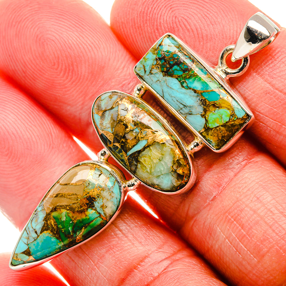 Blue Copper Composite Turquoise Pendant 2 1/4" (925 Sterling Silver) PD37129