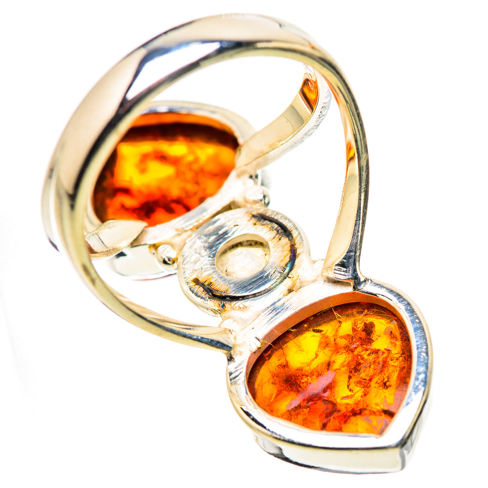 Large Baltic Amber, Rainbow Moonstone Ring Size 7.25 (925 Sterling Silver) RING134736