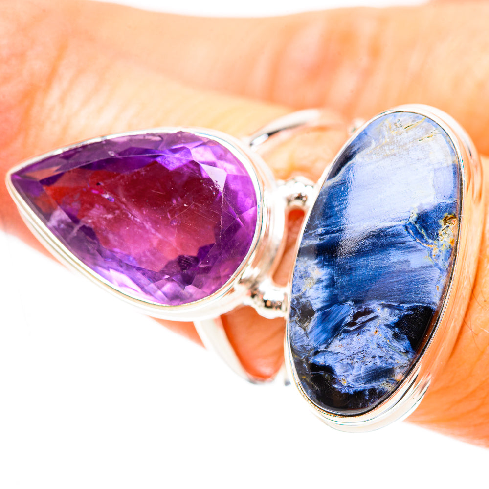Large Pietersite, Amethyst Ring Size 7.25 (925 Sterling Silver) RING136356