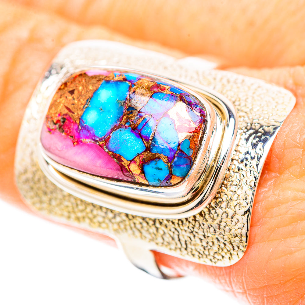 Kingman Pink Dahlia Turquoise Ring Size 9.5 (925 Sterling Silver) RING136990