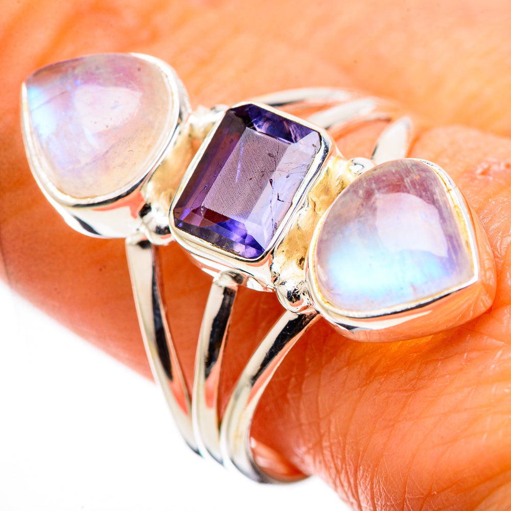 Faceted Tanzanite, Rainbow Moonstone Ring Size 9.75 (925 Sterling Silver) RING135608