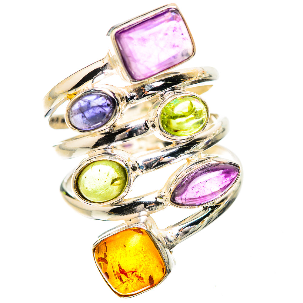Large Amethyst, Baltic Amber, Peridot, Tanzanite Ring Size 9.75 (925 Sterling Silver) RING135341