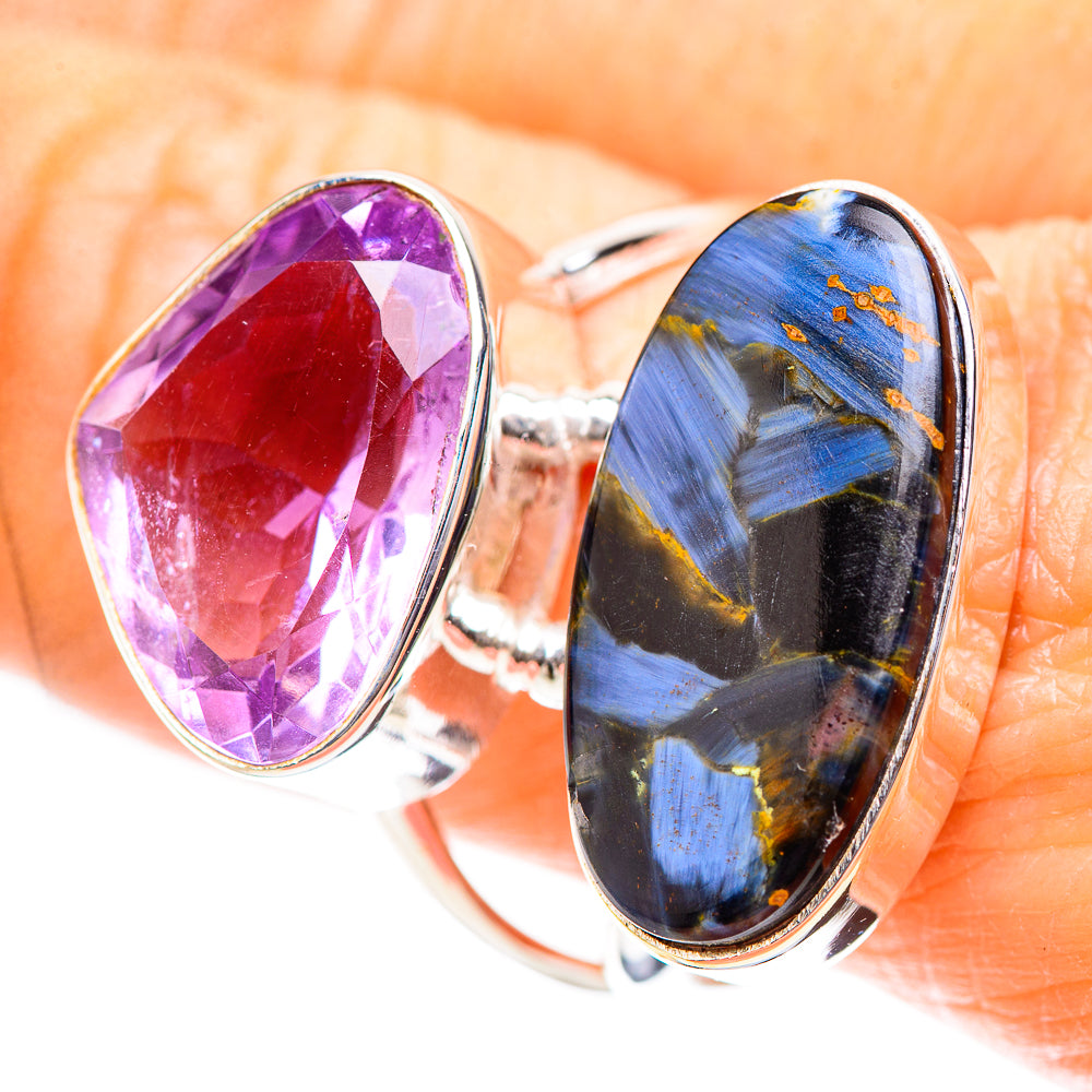 Large Pietersite, Amethyst 925 Sterling Silver Ring Size 10 (925 Sterling Silver) RING137355