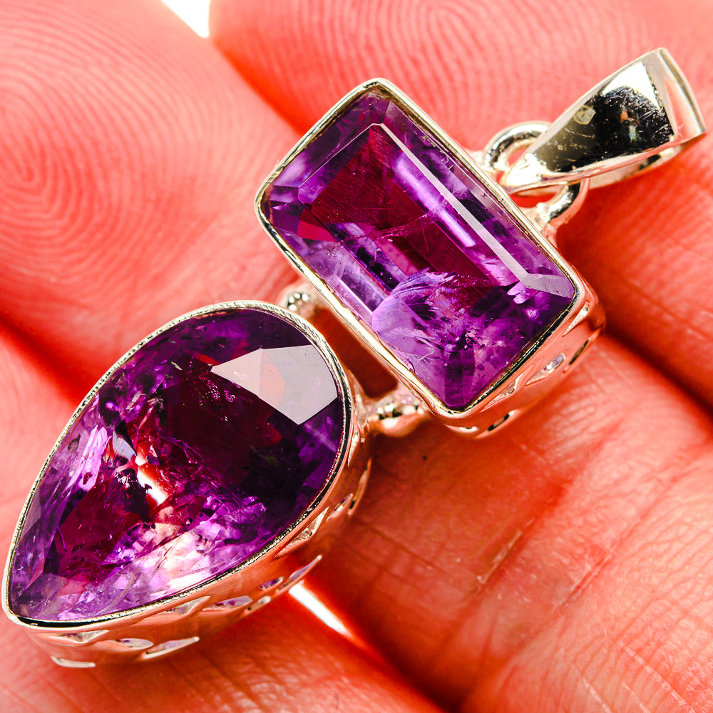 Faceted Amethyst Pendant 1 5/8" (925 Sterling Silver) PD37334