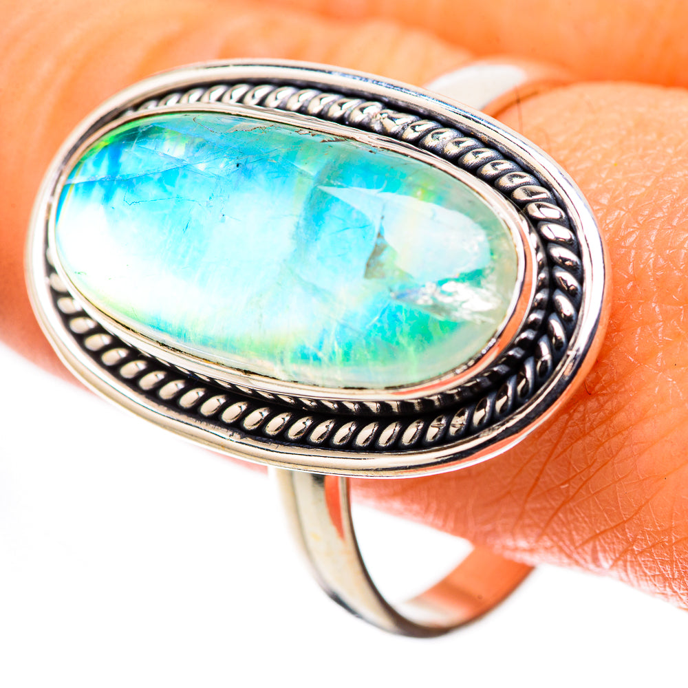 Large Green Moonstone Ring Size 12.25 (925 Sterling Silver) RING135763