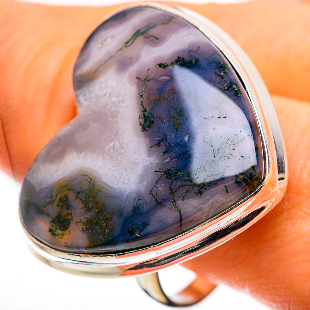 Large Green Moss Agate Ring Size 11.75 (925 Sterling Silver) RING135941