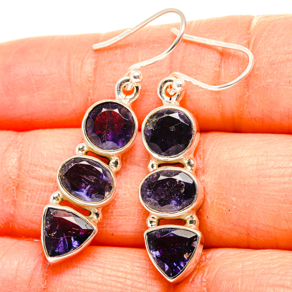Faceted Tanzanite Earrings 1 1/2" (925 Sterling Silver) EARR431608