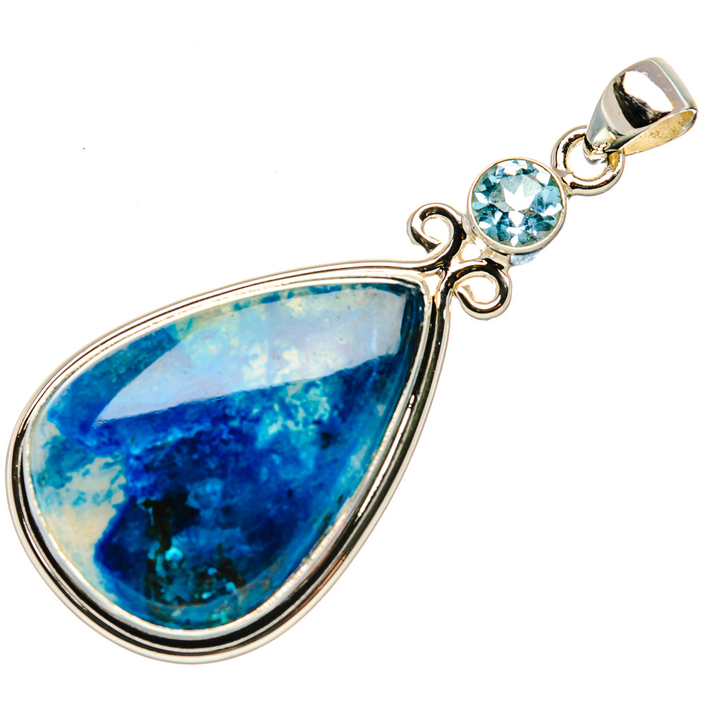 Shattuckite, Blue Topaz Pendant 2 1/4" (925 Sterling Silver) PD37060