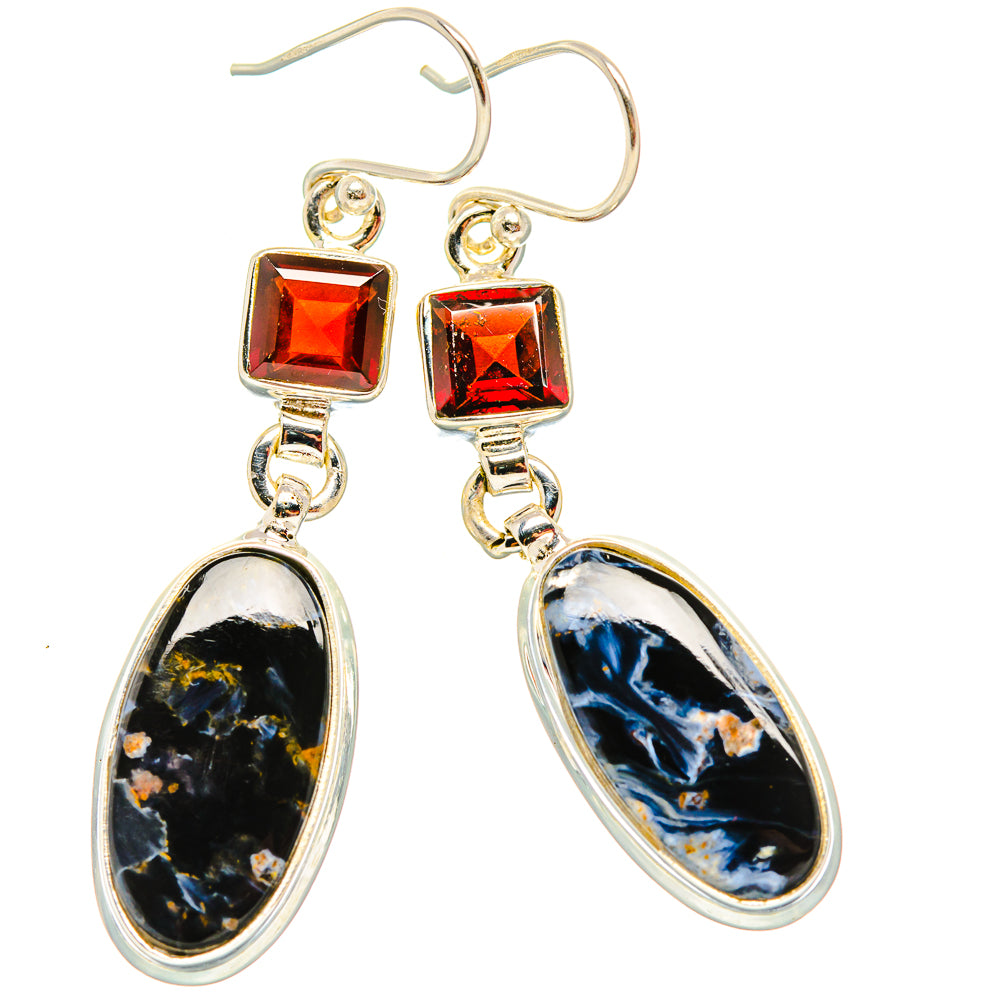 Pietersite, Garnet Earrings 2" (925 Sterling Silver) EARR431613