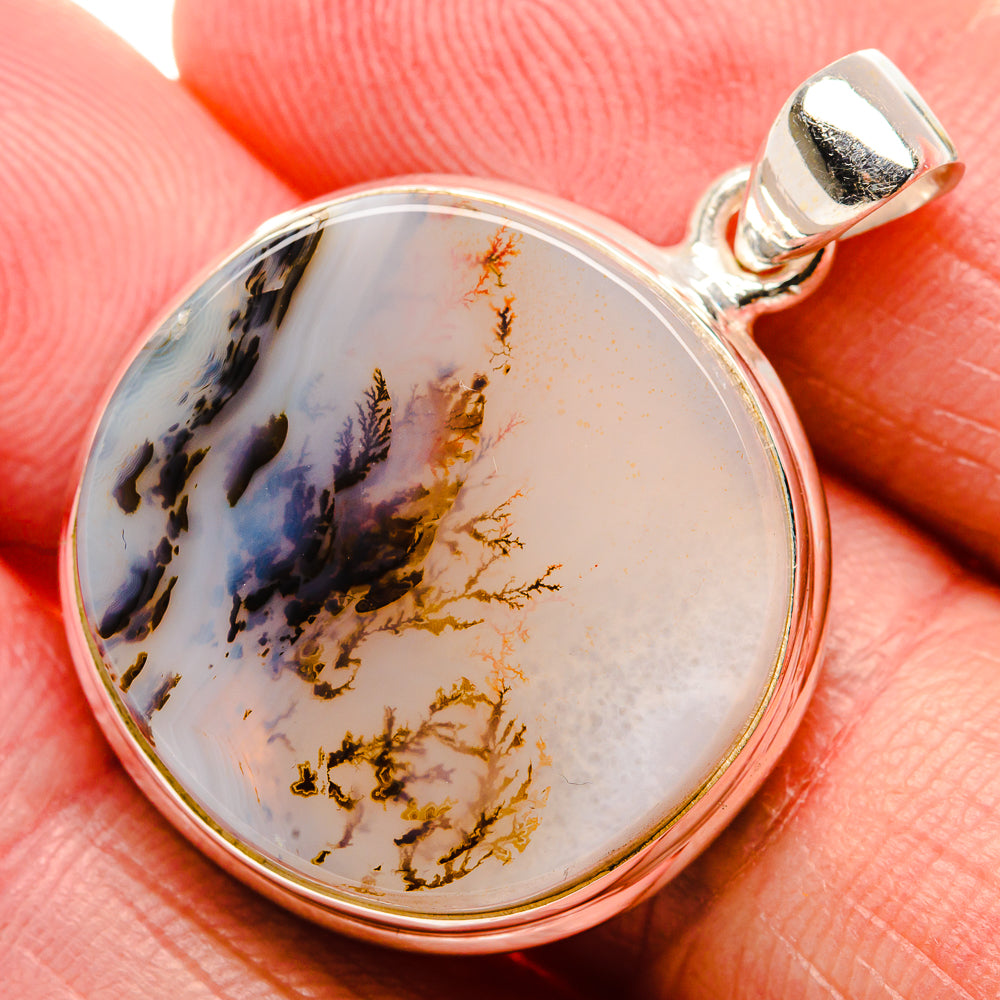 Scenic Dendritic Agate Pendant 1 3/8" (925 Sterling Silver) PD37347