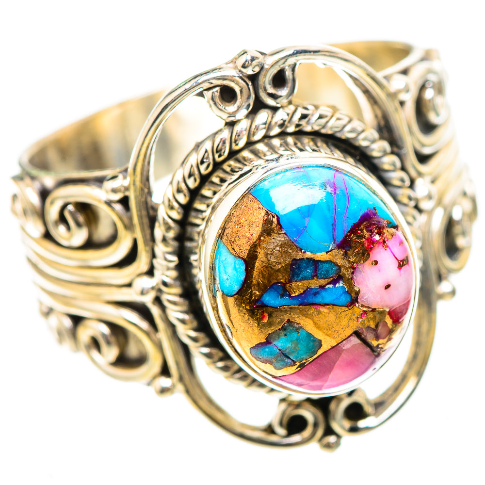 Kingman Pink Dahlia Turquoise 925 Sterling Silver Ring Size 10.25 (925 Sterling Silver) RING137230