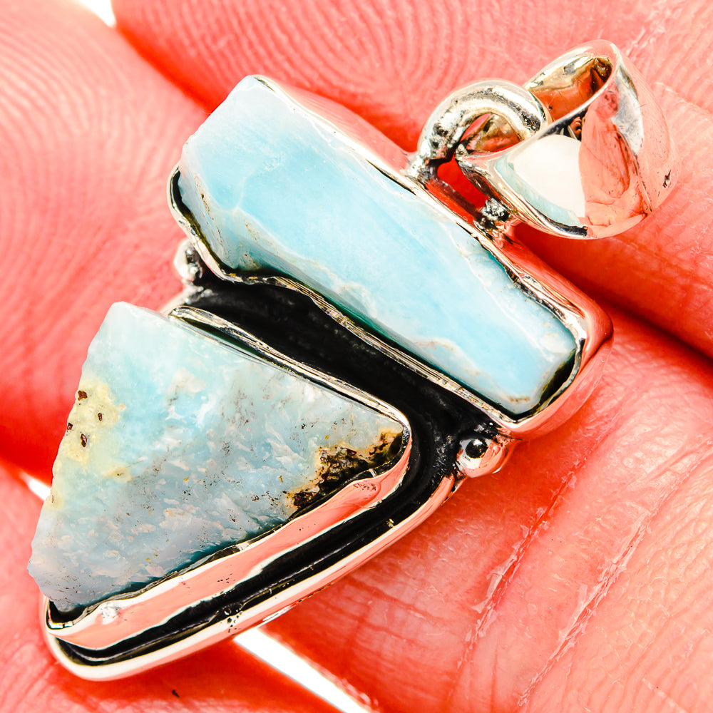 Rough Larimar Pendant 1 3/8" (925 Sterling Silver) PD36816