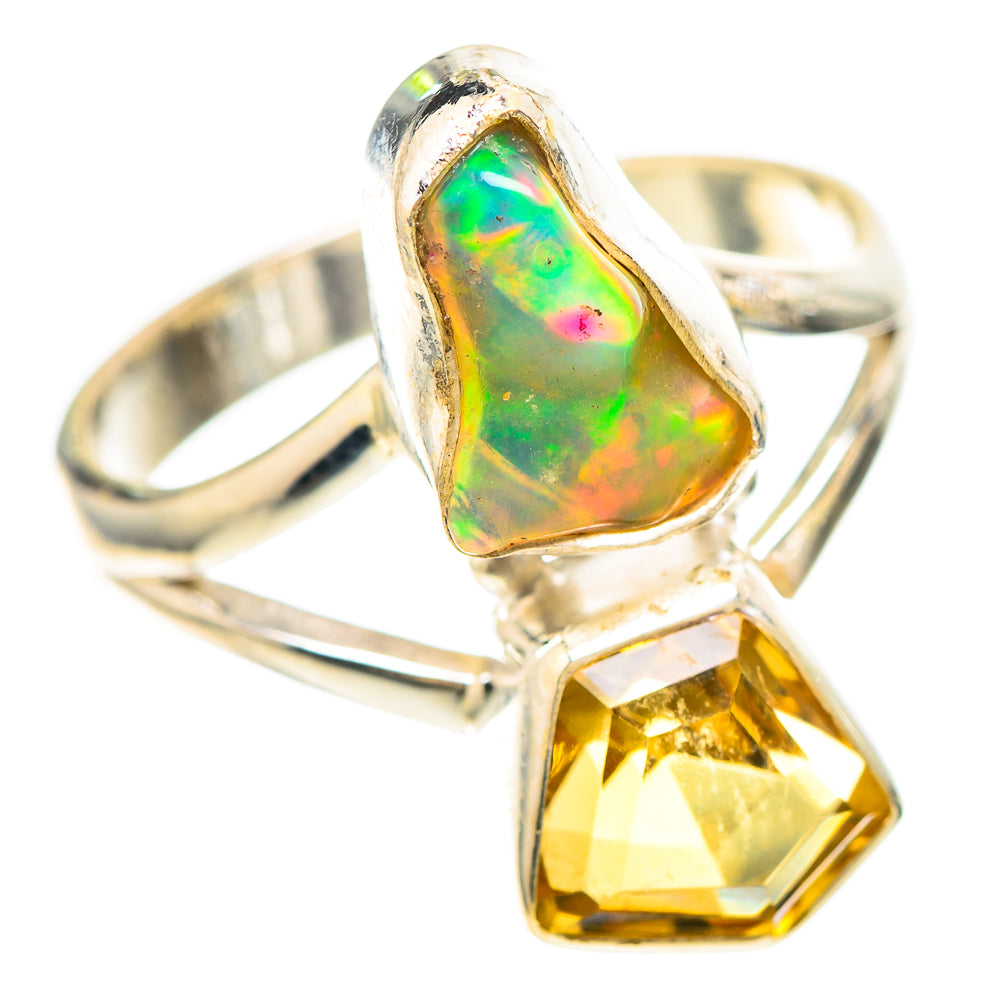 Rough Ethiopian Opal, Citrine Ring Size 8.25 (925 Sterling Silver) RING136995