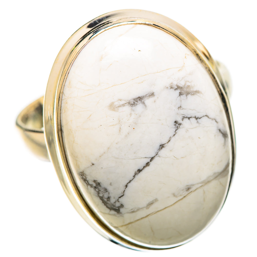 Anasilvercos Large Howlite Ring Size 13 (925 Sterling Silver)