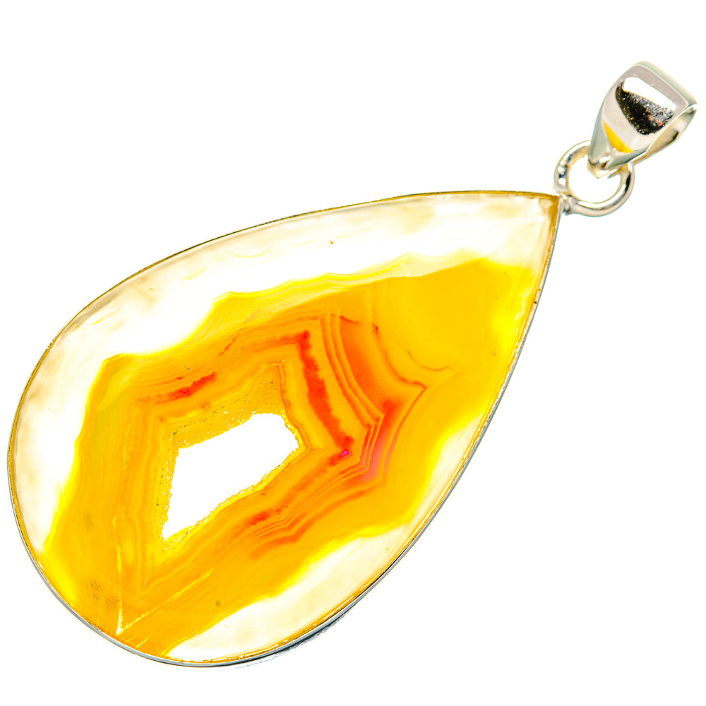 Yellow Window Druzy Pendant 2 1/4"  (925 Sterling Silver) PD36951