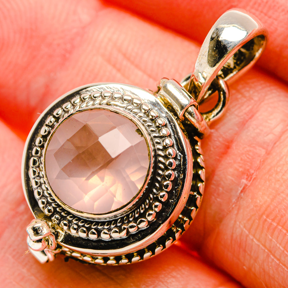 Poison Rose Quartz 925 Sterling Silver Pendant 1 1/4" (925 Sterling Silver) PD37667