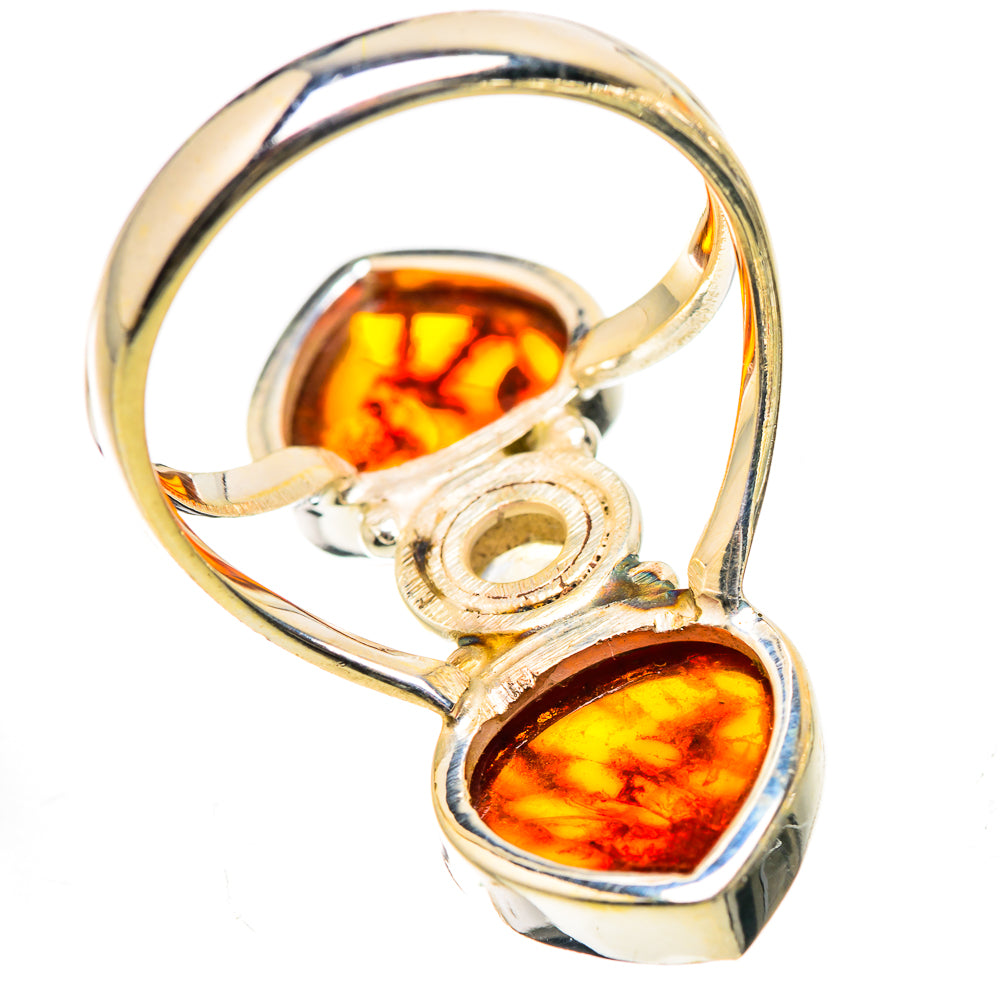 Large Baltic Amber, Rainbow Moonstone Ring Size 9.5 (925 Sterling Silver) RING135562
