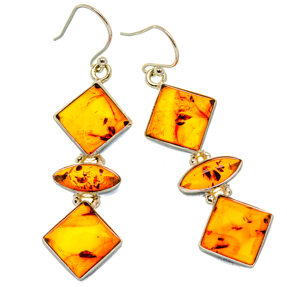 Baltic Amber Earrings 2 1/4" (925 Sterling Silver) EARR431755