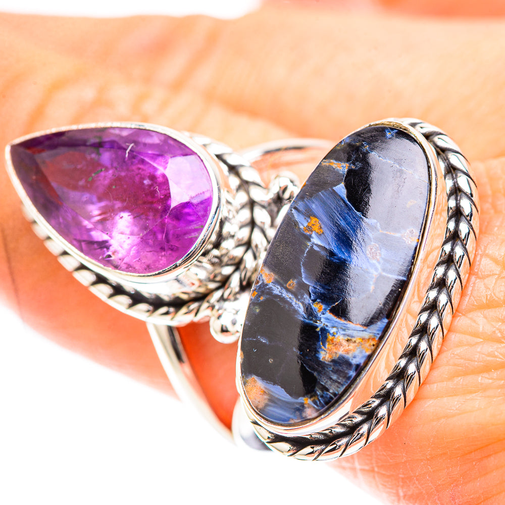 Large Pietersite, Amethyst 925 Sterling Silver Ring Size 8.75 (925 Sterling Silver) RING137358