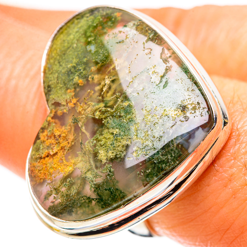 Green Moss Agate Ring Size 8 (925 Sterling Silver) RING134960