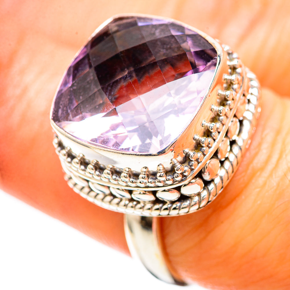 Faceted Pink Amethyst Ring Size 7.25 (925 Sterling Silver) RING136494