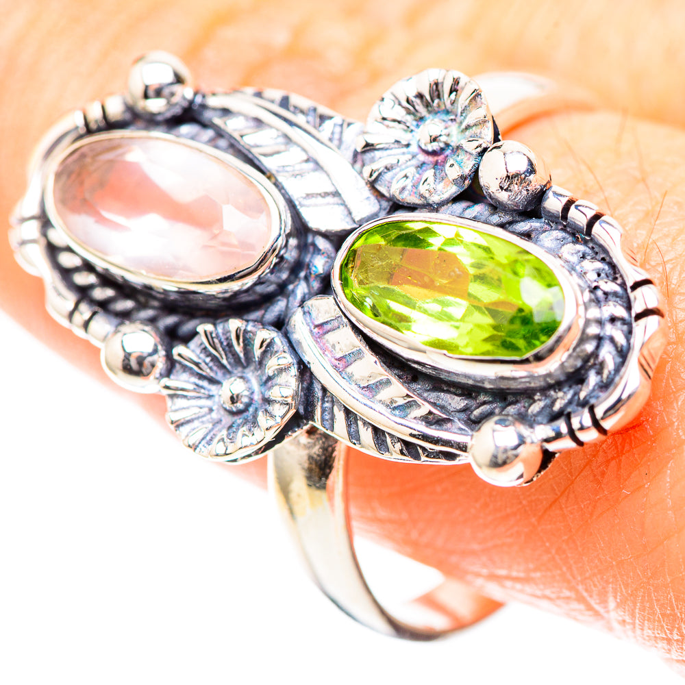 Rose Quartz, Peridot 925 Sterling Silver Ring Size 10.75 (925 Sterling Silver) RING137226