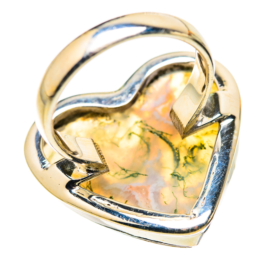 Large Green Moss Agate Ring Size 7.25 (925 Sterling Silver) RING134712