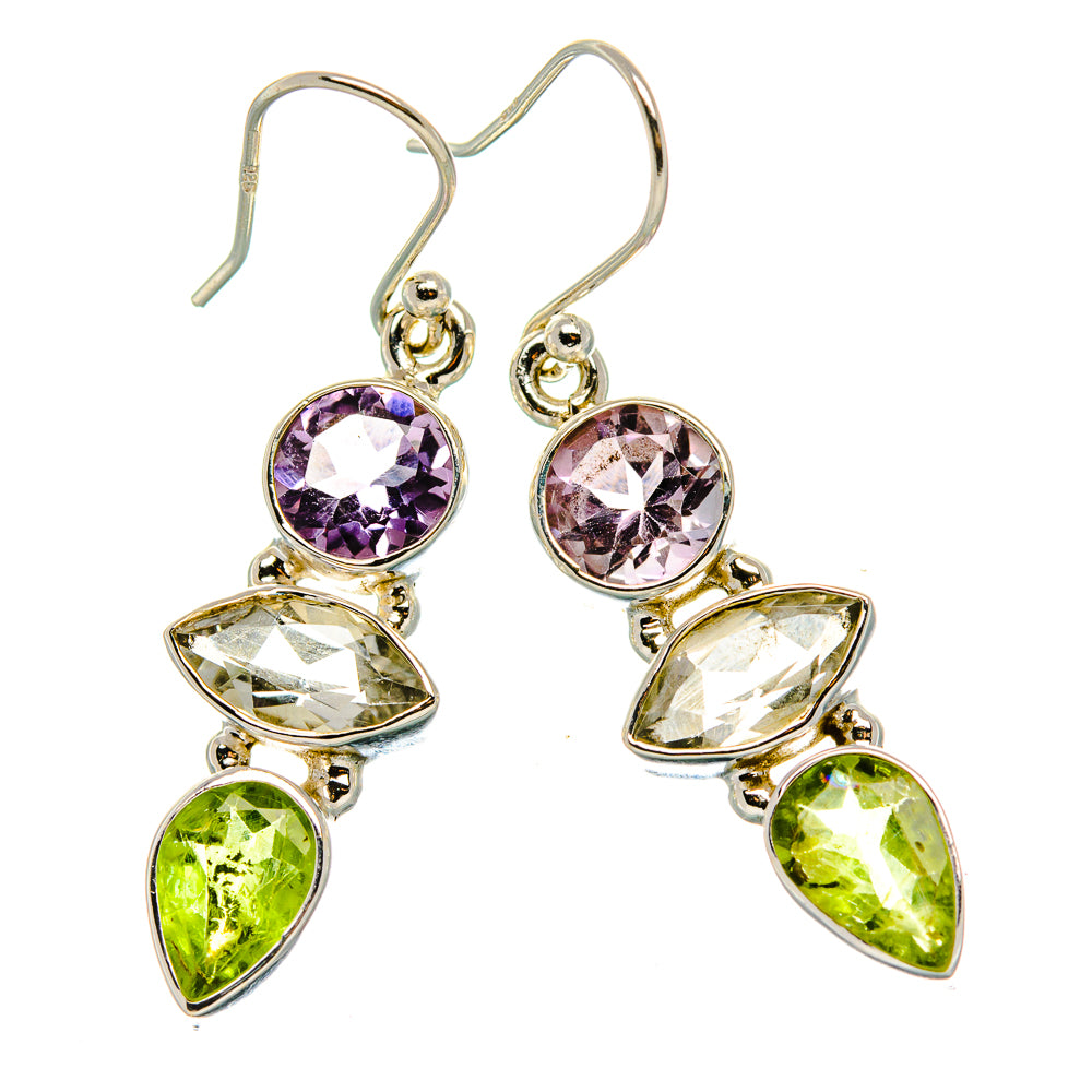 Green Amethyst, Amethyst, Peridot Earrings 1 1/2" (925 Sterling Silver) EARR431765