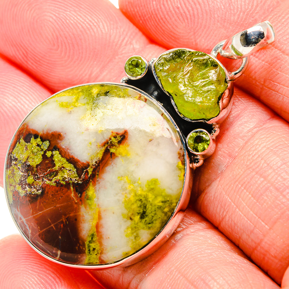 Rainforest Jasper, Peridot Pendant 2" (925 Sterling Silver) PD36382