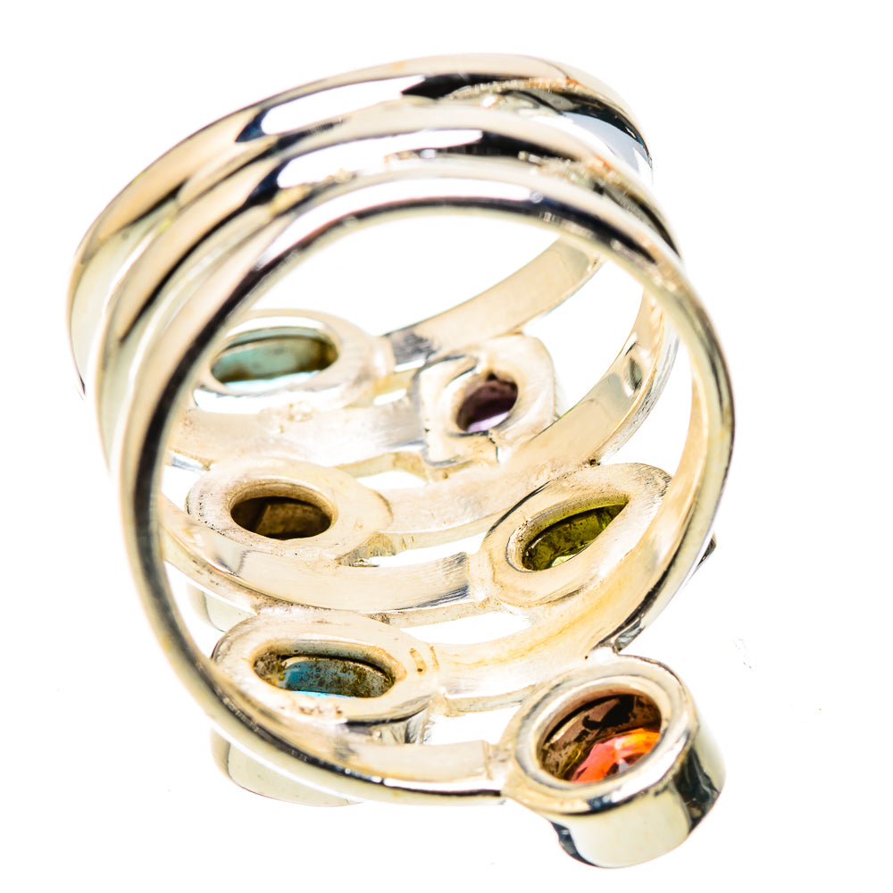 Anasilvercos Garnet, Amethyst, Peridot, Blue Topaz, Smoky Quartz Ring Size 6.5 (925 Sterling Silver)