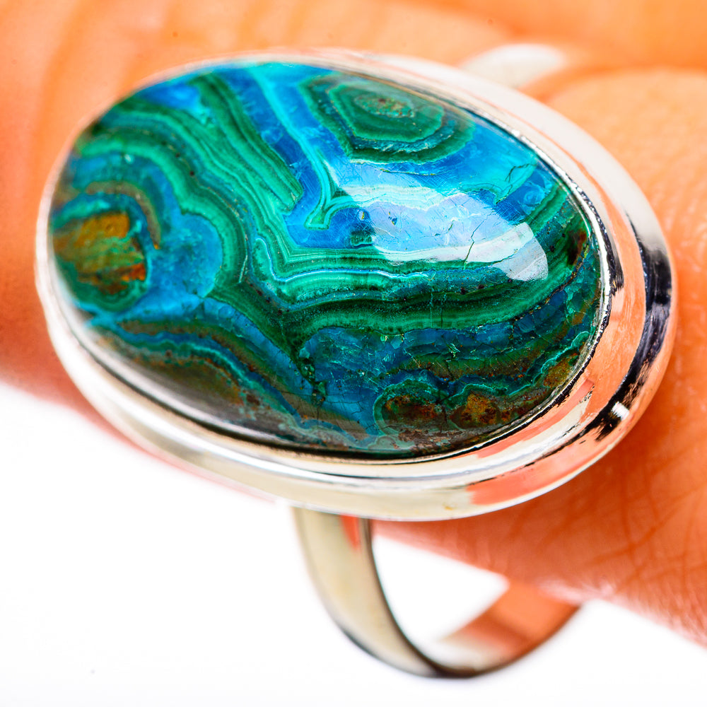 Large Malachite In Chrysocolla Ring Size 12 (925 Sterling Silver) RING135716