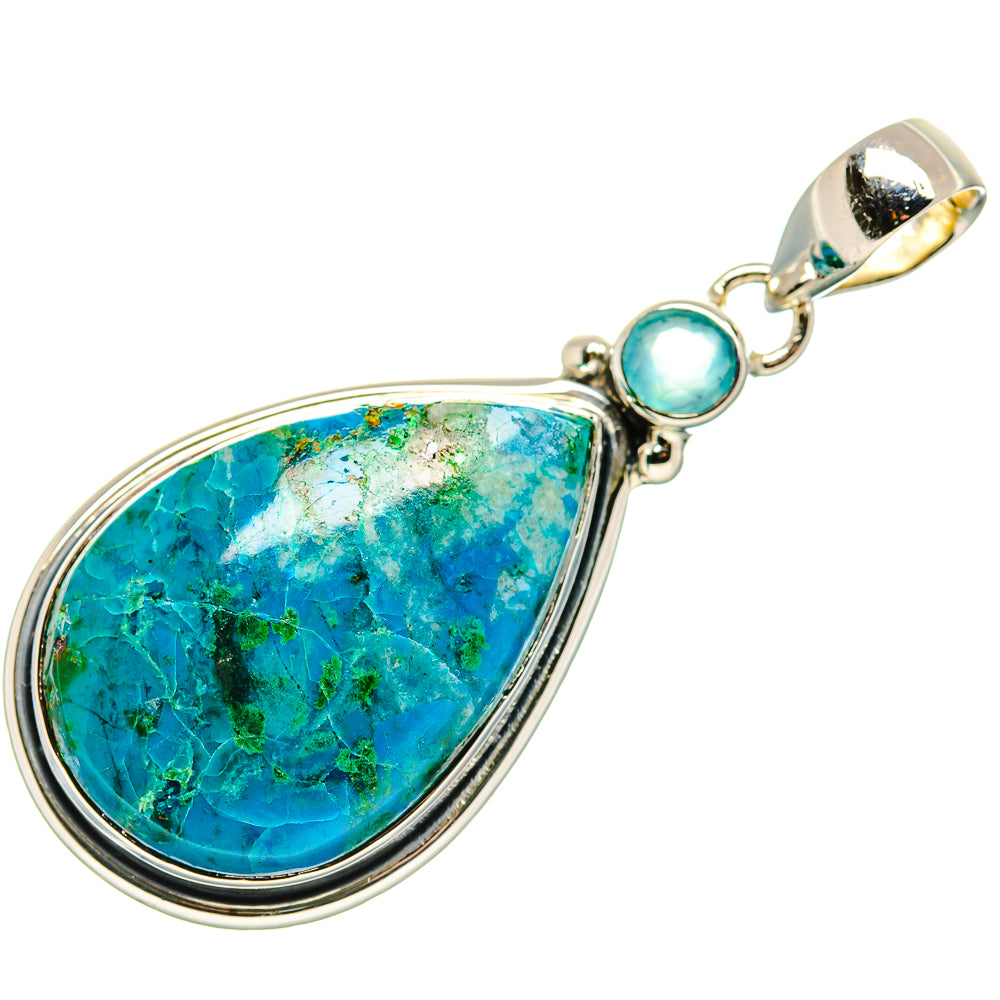 Chrysocolla, Aqua Chalcedony Pendant 2" (925 Sterling Silver) PD36321