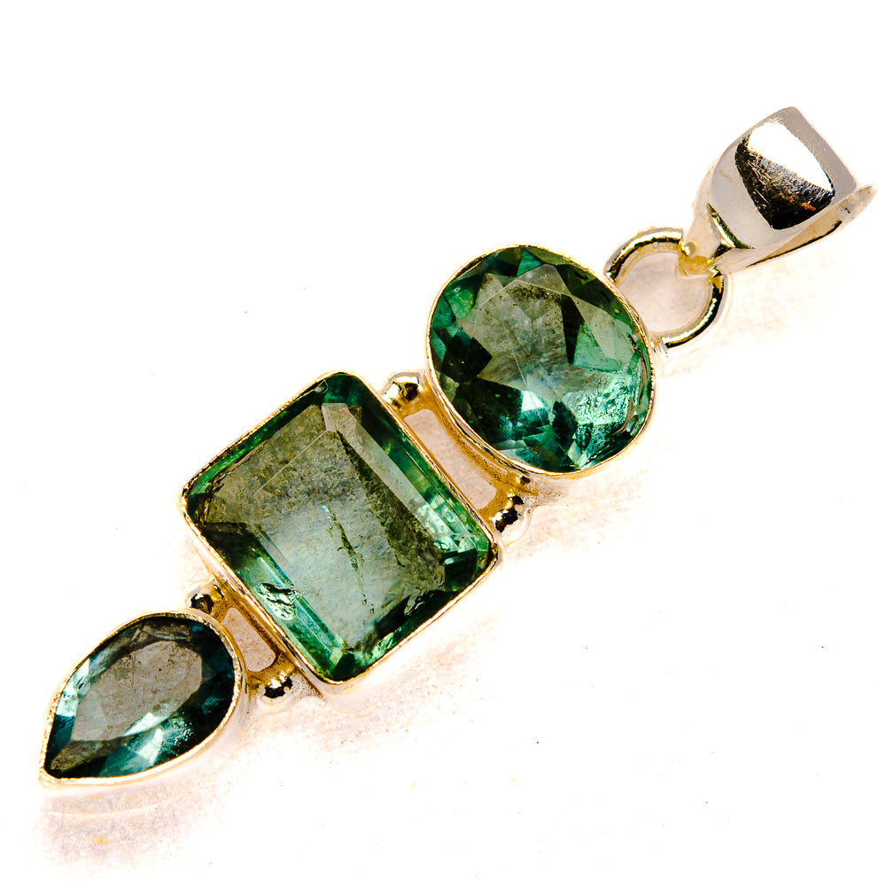 Faceted Green Fluorite Pendant 1 3/4" (925 Sterling Silver) PD37341