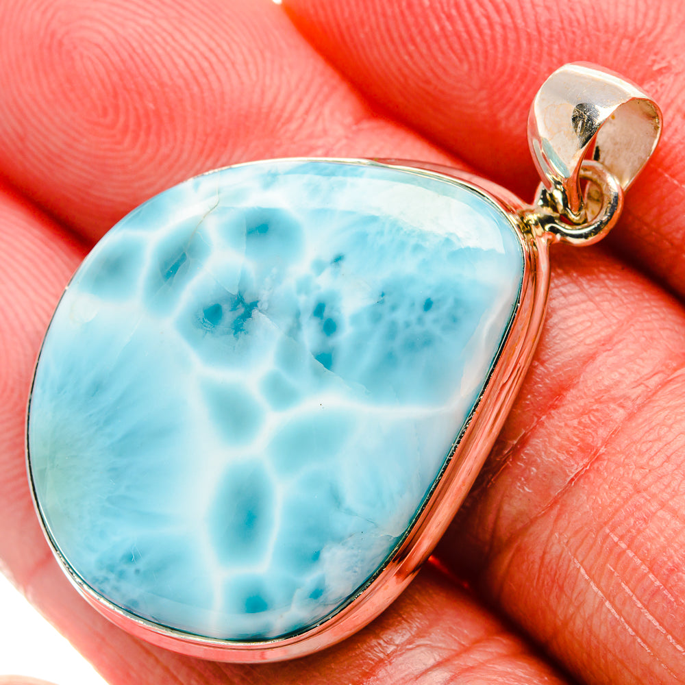Larimar Pendant 1 3/4"  (925 Sterling Silver) PD37206