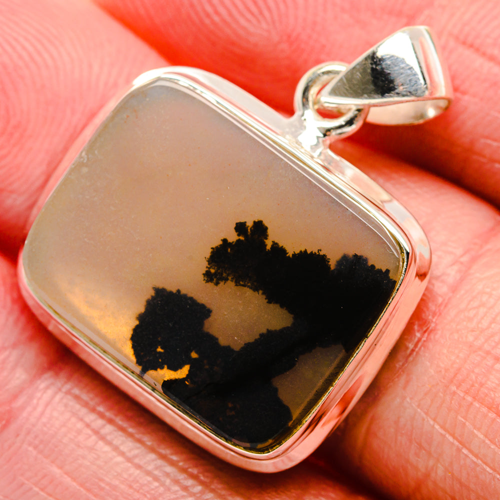 Scenic Dendritic Agate Pendant 1 1/4" (925 Sterling Silver) PD37348