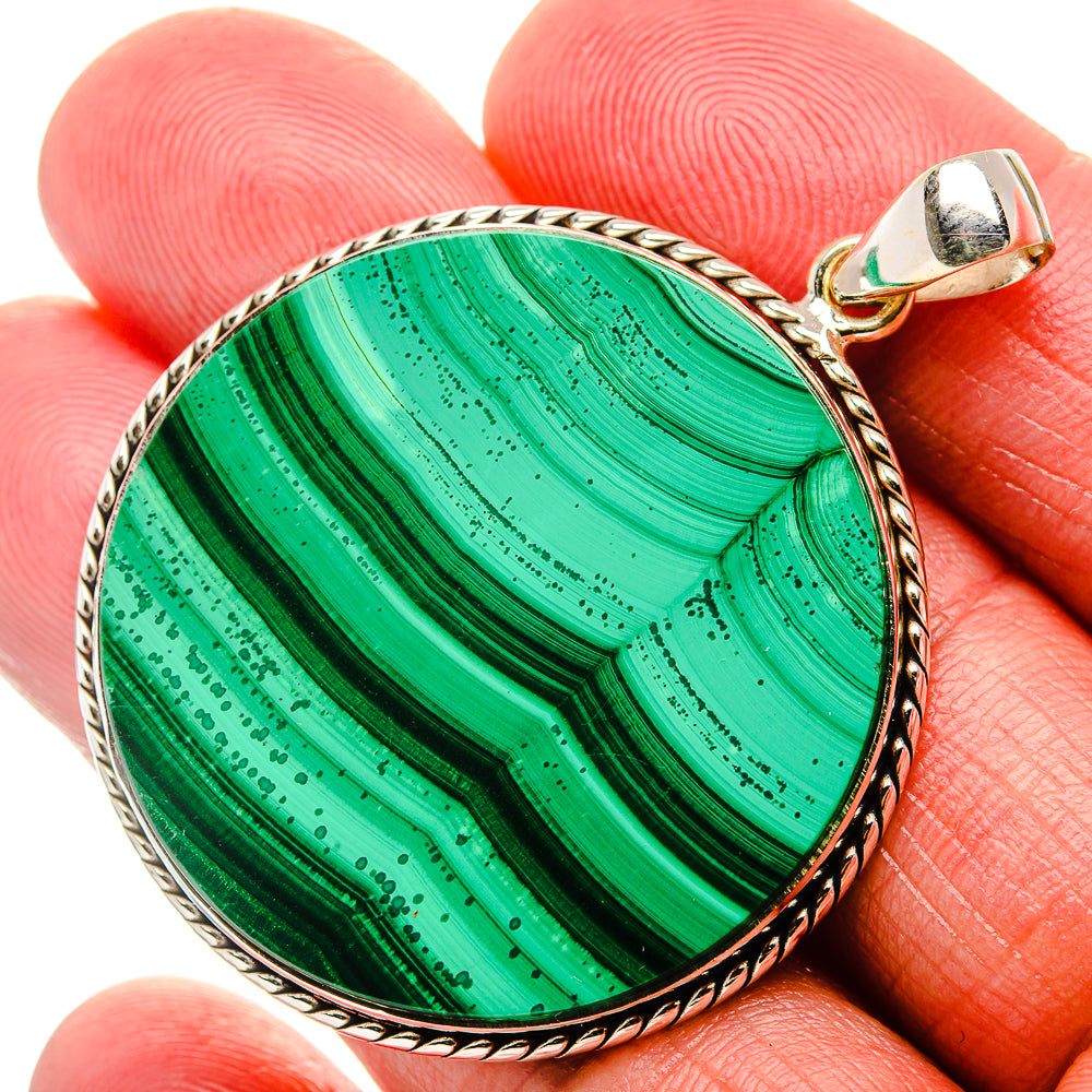 Malachite Pendant 2"  (925 Sterling Silver) PD37165