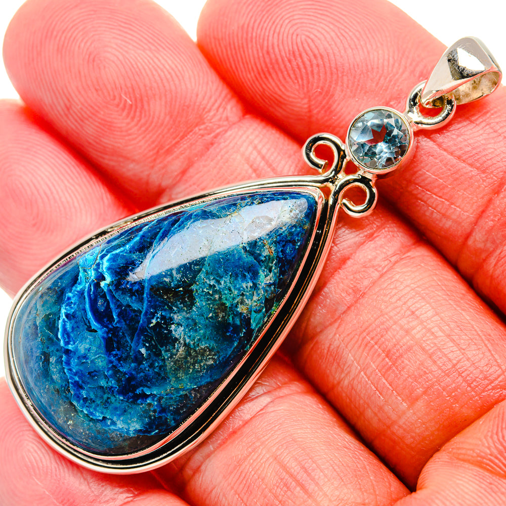 Shattuckite, Blue Topaz Pendant 2 3/8" (925 Sterling Silver) PD37091