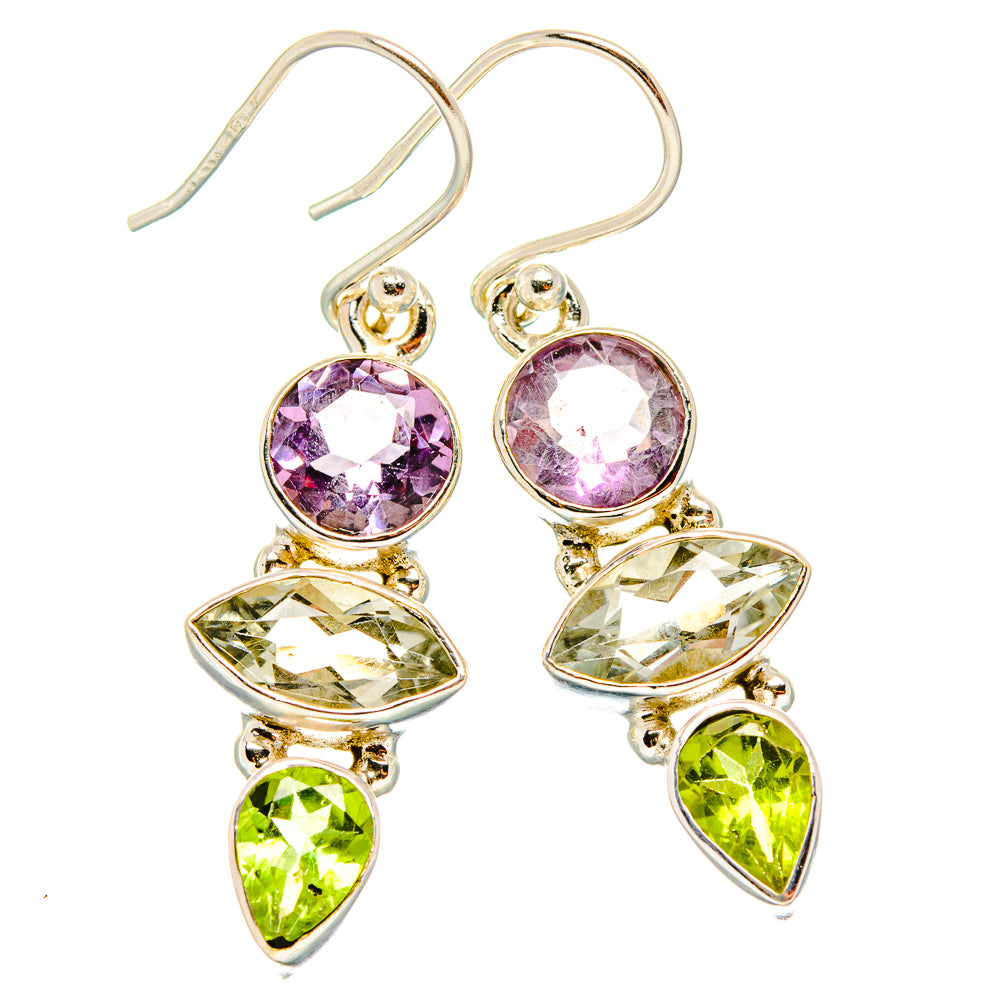White Quartz, Amethyst, Peridot Earrings 1 1/2" (925 Sterling Silver) EARR431609