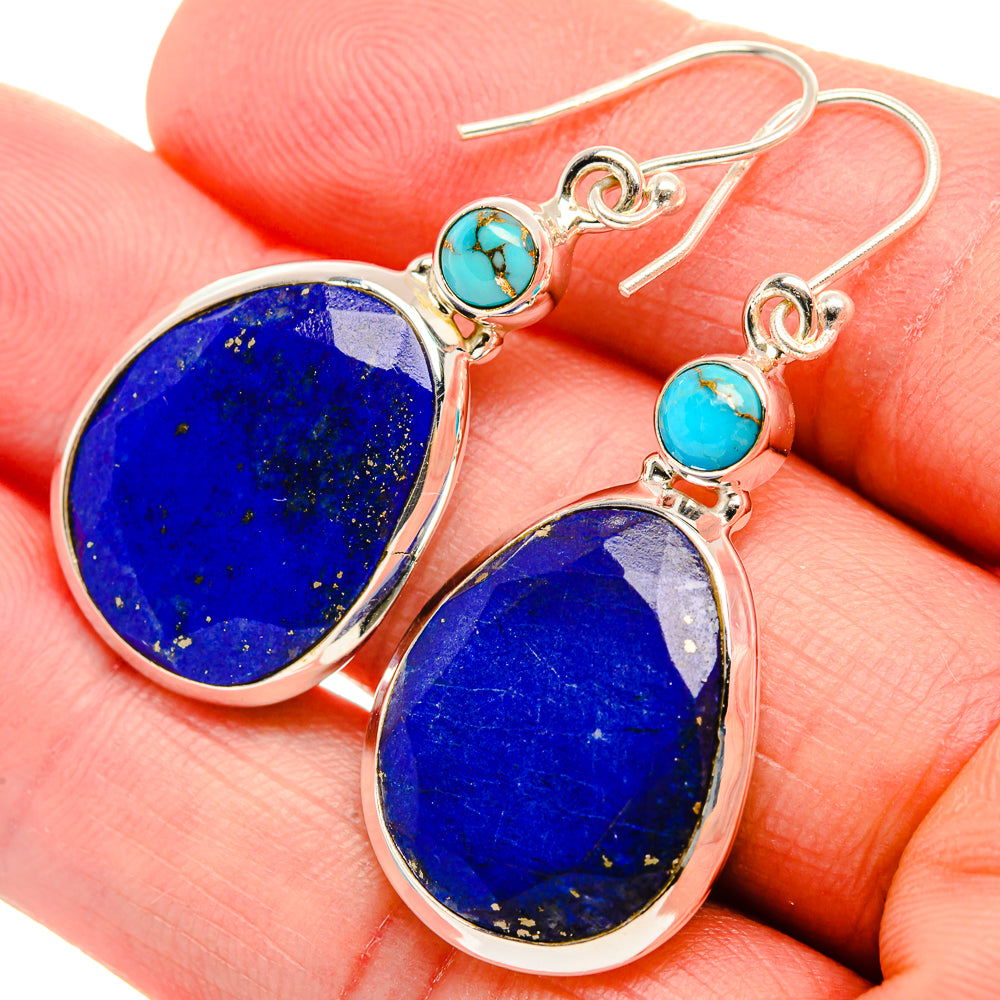 Lapis Lazuli, Blue Copper Composite Turquoise Earrings 1 3/4" (925 Sterling Silver) EARR431839