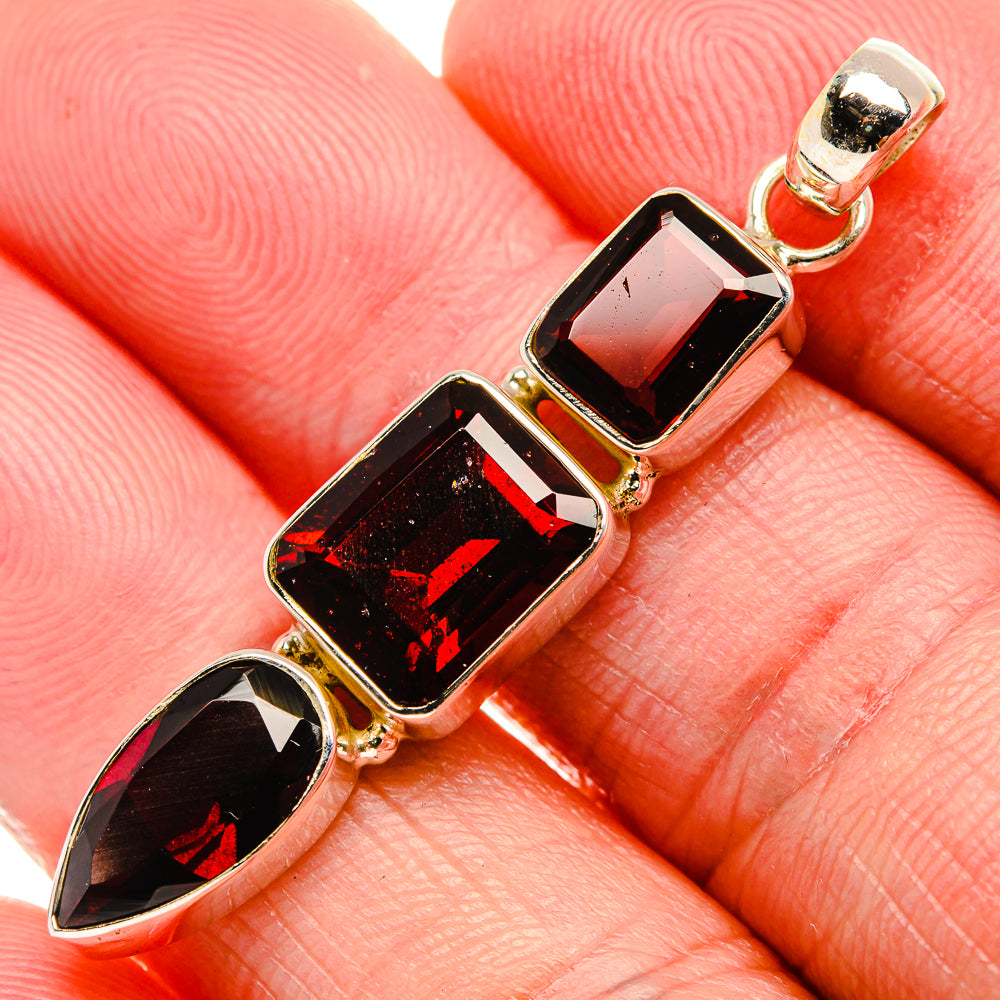Garnet 925 Sterling Silver Pendant 1 3/4" (925 Sterling Silver) PD37659