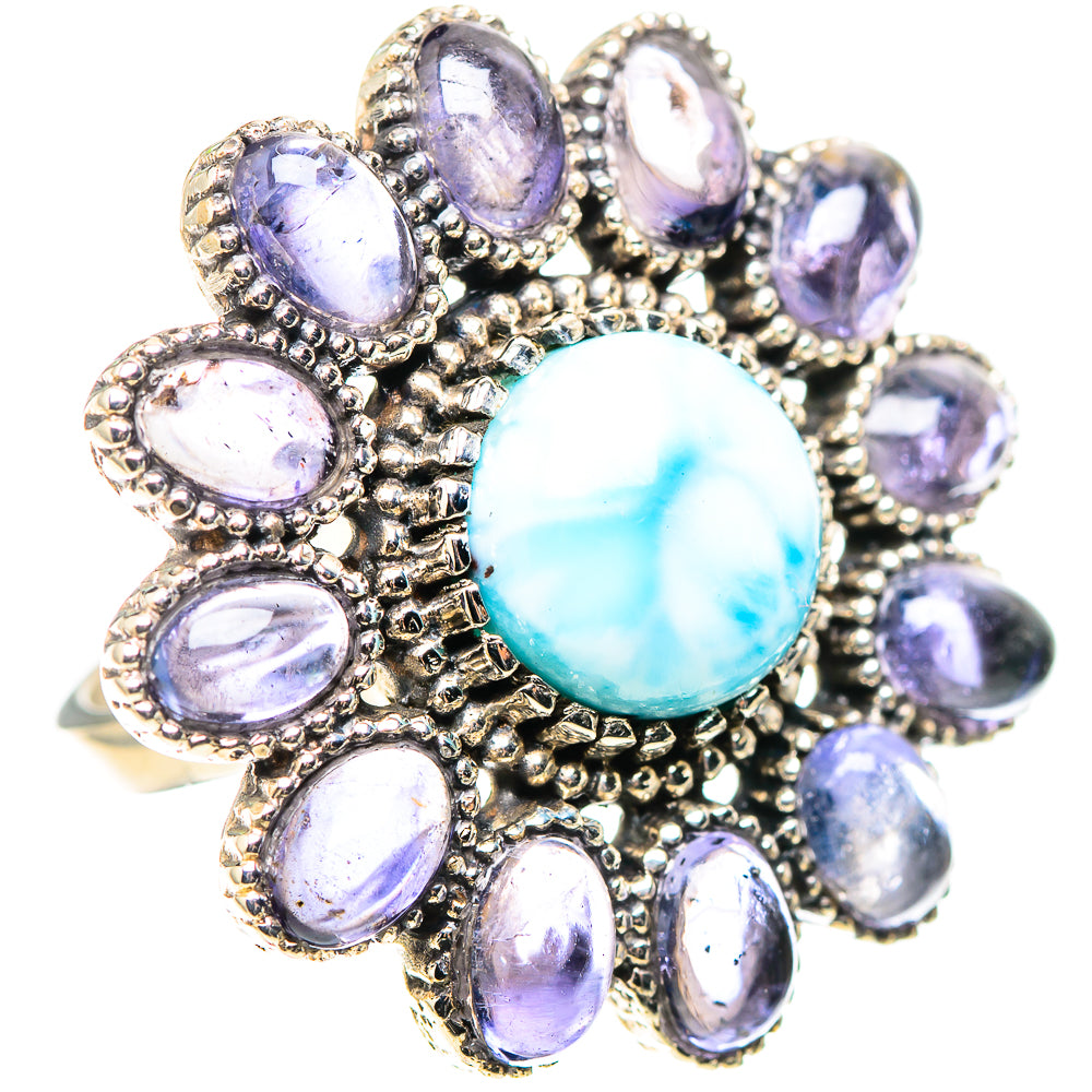 Large Larimar, Tanzanite 925 Sterling Silver Ring Size 6.5 (925 Sterling Silver) RING137525