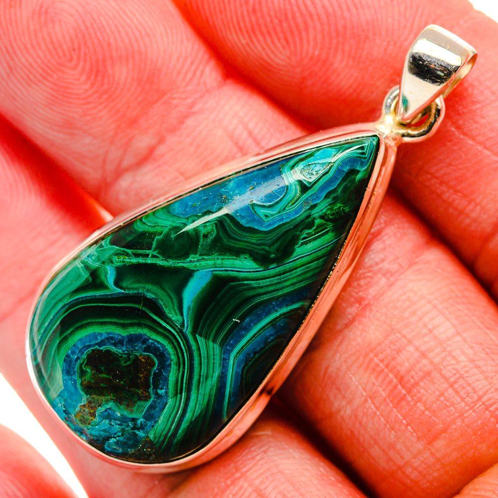 Malachite Pendant 1 7/8" (925 Sterling Silver) PD37404